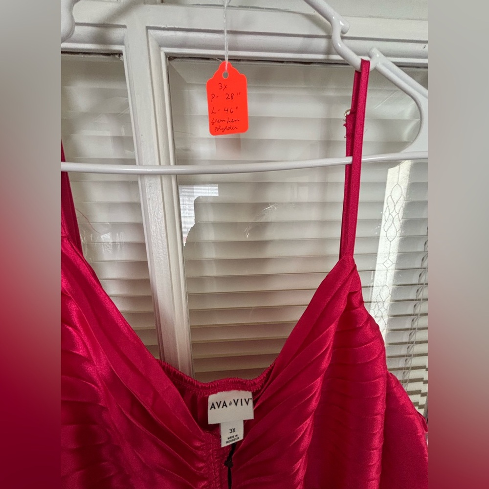 Ava & Viv Hot Pink Pleated Dress-size 3x - Picture 4 of 8